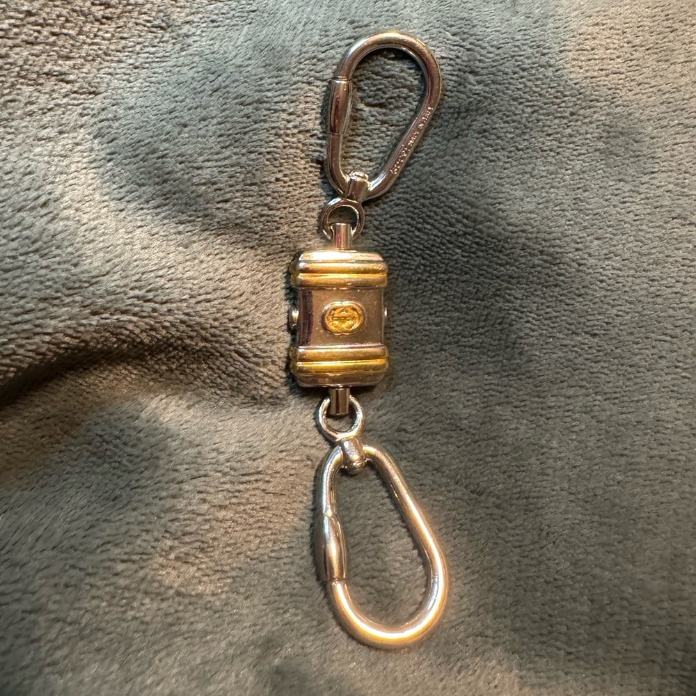 Vintage Gucci key chain/ bag charm in two tone metal